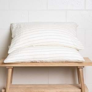 Clearance: Wide Stripe Linen Pillowcases - Pair