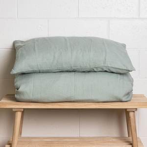 Pillowcases: Sage Green Linen Pillowcases - Pair