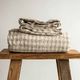 Dark Natural Gingham Linen Flat Sheet