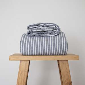 Chambray Stripe Linen Flat Sheet