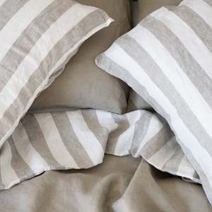 Duvet Covers: Tess and Stripe Reversible Linen Duvet Cover