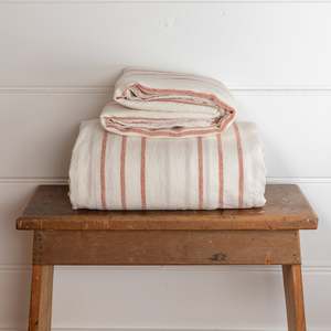 Linen Flat Sheets: Rust Stripe Linen Flat Sheet