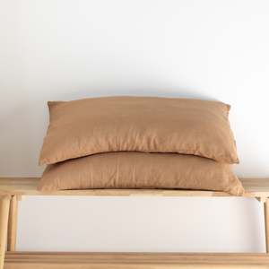Pillowcases: Hazelnut Linen Pillowcases - Pair