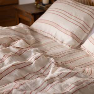 Rust Stripe Linen Duvet Cover
