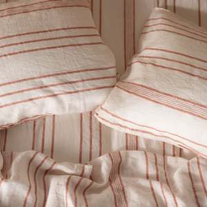 Rust Stripe Linen Pillowcases - Pair