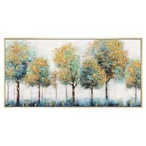 Art: Handpainted Winter Trees Canvas