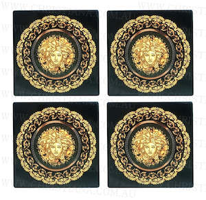 Home: Gold Medusa Glass Coasters