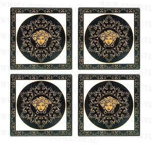 Black Medusa Glass Coasters