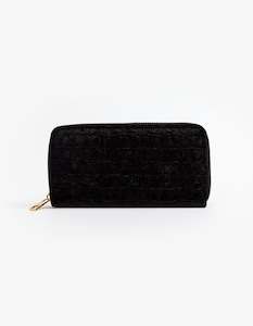 Clothing And Accessories: Black Suede Croc Wallet