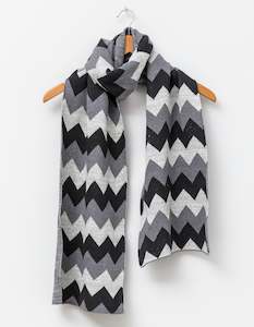 Clothing And Accessories: Grey/Black/Silver Chevron Scarf
