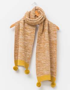 Clothing And Accessories: Mustard/Ivory Pompom Scarf