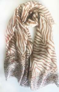 Clothing And Accessories: Peach Zebra w/Sequins Scarf