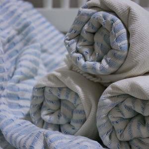 Turkish Bath Towels - Cream and Duck Egg
