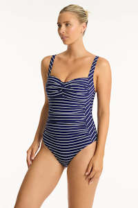Sea Level: SEA LEVEL SHORELINE TWIST FRONT MULTIFIT ONE PIECE  - Navy