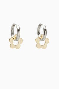 Giftware: ANTLER EARRINGS  - GOLD FLOWER SILVER HOOP