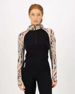 Womens Hoodies: MONS ROYALE WOMENS BELLA LONG SLEEVE HOOD - Rad Things / Black