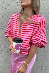 Womens Sweaters Crews: PRICKLE & POLLY - Candy Stripe Sweatshirt