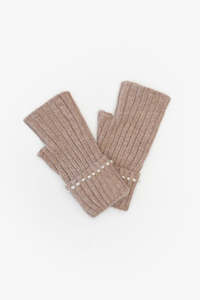 Gloves: ANTLER PEARL FINGERLESS GLOVES - Natural