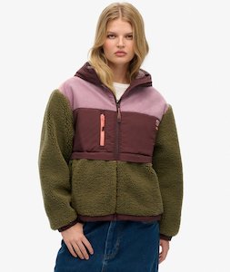 SUPERDRY HOODED FLEECE JACKET - Burnt Olive