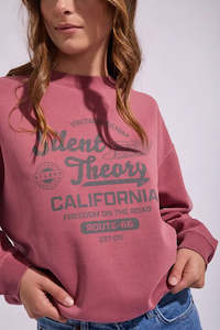 Womens Sweatshirts Crews: SILENT THEORY VINTAGE DENIM CREW - Cherry