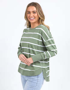 FOXWOOD FARRAH LONG SLEEVE - Sage / White Stripe