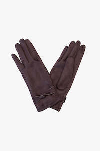 Gloves: ANTLER GLOVES KNOT SUEDETTE  - Chocolate