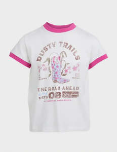 EVE GIRL COWGRIL RINGER TEE - White