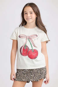 The Little Foxs Den: EVE GIRL CHLOE CHERRY TEE -Vintage White