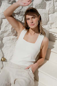 Womens Tanks Singlets: AMONG THE BRAVE POSITIVE TANK - Cream