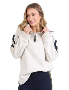 FOXWOOD KNIT COLLAR CREW - Bone