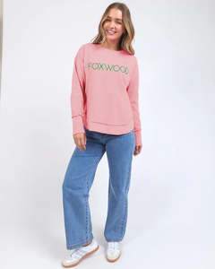 Womens Sweaters Crews: FOXWOOD - Simplified metallic crew - Pink / Emerald grn