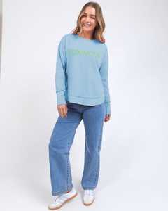 FOXWOOD - Simplified metallic crew - Light blue / Lime