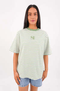 Womens T Shirts: SILENT THEORY STRIPE STRIPE S/S TEE - Green