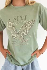 Womens T Shirts: SILENT THEORY HAND DRAWN TEE - Green