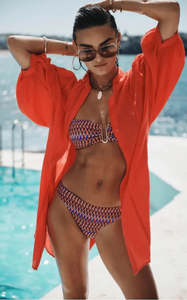 Womens Shirts: SEA LEVEL SALT BOHO SHIRT - Red