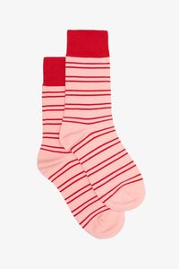 Socks: ANTLER SOCKS - Striped Pink & Red