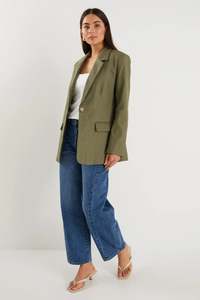 IVY + JACK  DOCK ROLLED SLEEVE BLAZER - Soft Khaki