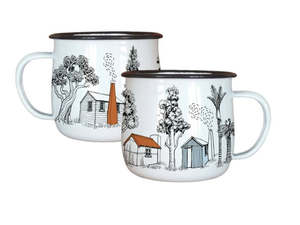 Mugs: ENAMEL MUG WOLFKAMP & STONE - BACK COUNTRY HUTS