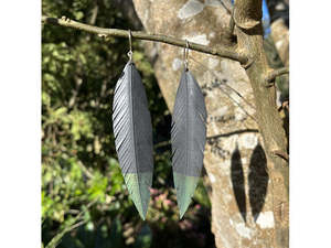 Giftware: PLUMATIC EARRINGS - BLACK LONG GREEN  TIP