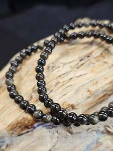 4mm Gold Sheen Obsidian Bead Bracelet