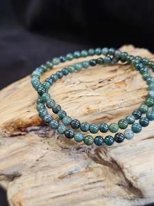 4mm Moss Agate Bead Bracelet