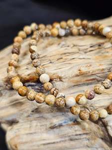 Comfort: 4mm Picture Jasper Bead Bracelet