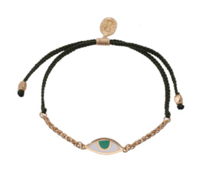 Jewellery 1: TIGER FRAME - CHAIN & CORD EYE PROTECTION BRACELET - OLIVE GREEN - GOLD