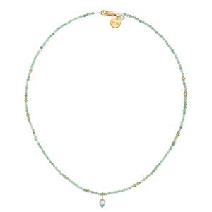 VANIA - MAGIC TRIP NECKLACE LONG - GLEAMING EMERALD WITH BLUE TOPAZ CHARM