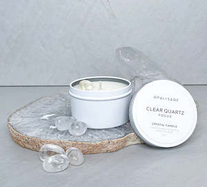 Cancer: OPAL + SAGE - CANDLE - CLEAR QUARTZ