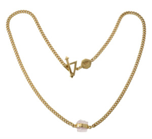 TIGER FRAME - NECKLACE - ROUGH GEM - ROSE QUARTZ - GOLD