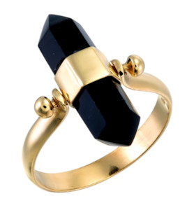 Capricorn: TIGER FRAME - BLACK ONYX SWIVEL RING - GOLD