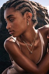 Capricorn: TIGER FRAME - SMALL TEARDROP HOOPS - BLACK ONYX - GOLD