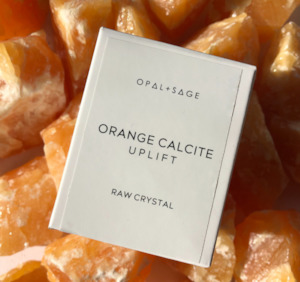 Opal Sage: OPAL + SAGE - BOXED CRYSTAL - ORANGE CALCITE