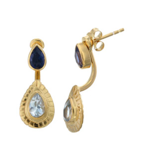 Tiger Frame: TIGER FRAME - TEARDROP CLAW EARRINGS - AQUAMARINE & IOLITE